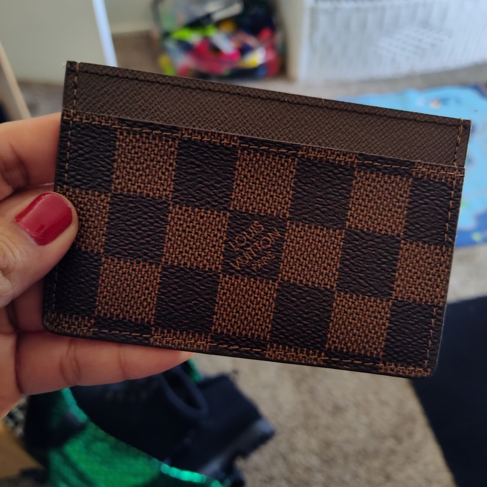 Brown checkered Card Holder